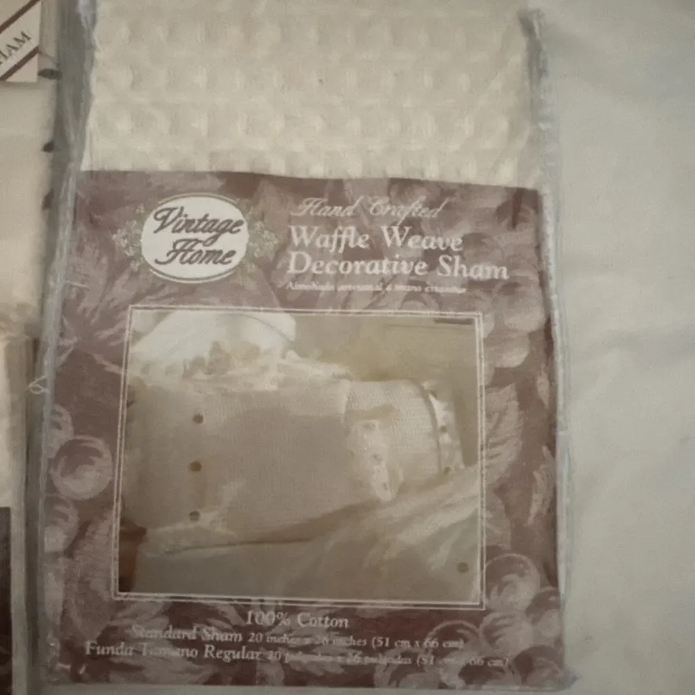 Vintage Home lot of 3 shams 90s waffle weave standard caroline embroidered
